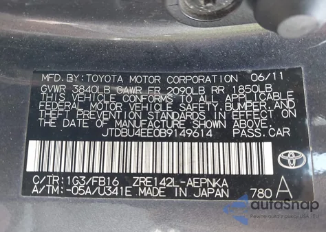 2011 Toyota Corolla Le z USA, uszkodzony, nr VIN JTDBU4EE0B9149614